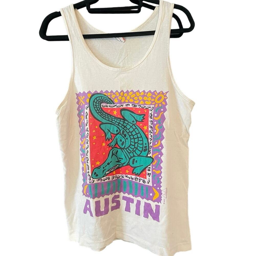 Vintage 80s Austin Texas Alligator 1988 Single Stitch Tank Top Adult Medium